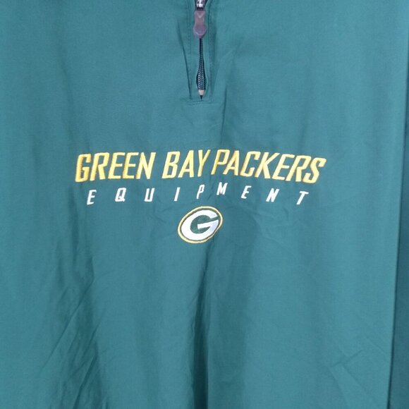 Green Bay Packers NFL Reebok Pullover 1/4 Zip Windbreaker Jacket Size 2XL Vented - Picture 2 of 10